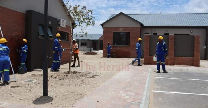 Construction workers putting final touches to the 220 houses the Government is building for its workers at Beitbridge Border Post