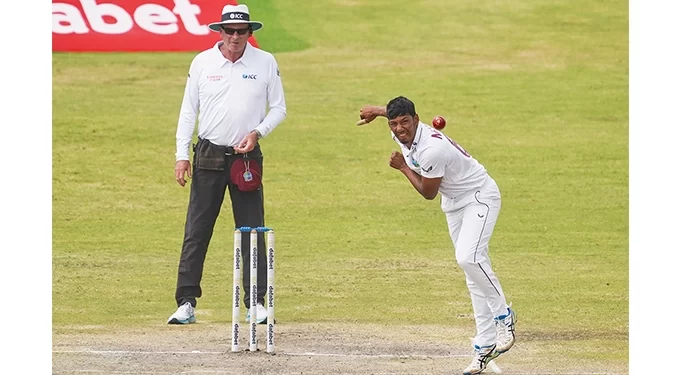 Ballance blow. . . Motie’s bowling display puts West Indies in control