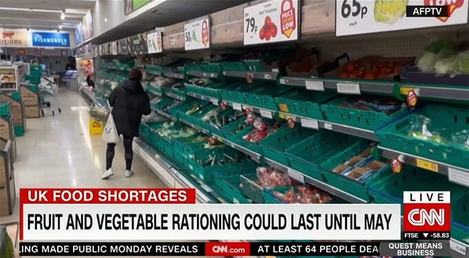 Inflation triggers food shortages in UK